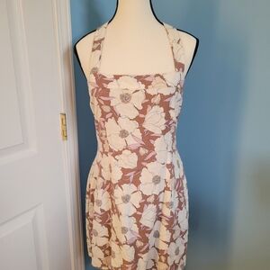 Abercrombie & Fitch Cream and Brown Floral Mini Dress
